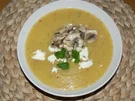 Kartoffelsuppe mit gebratenen Champignons und Fetakäse - Rezept