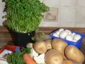 Kartoffelsuppe mit gebratenen Champignons und Fetakäse - Rezept