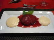 Punschbirne mit Marzipanzimtcreme - Rezept