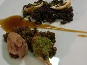 Variation von der Wachtel u. Kaninchenrückenfilet auf - Rezept