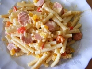 Rezept: Makkaroni-Wurst-Pfanne Makkaroni-Wurst-Pfanne - Rezept