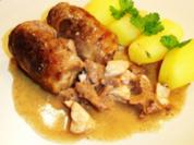 Röllchen von der Rinderzunge mit Kalbsbries gefüllt in Madeirasauce - Rezept