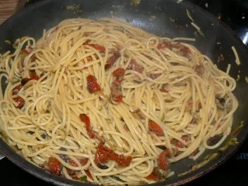 Pangasisusfilet mit einer leckeren Spaghettipfanne - Rezept