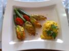 Gefüllte Zucchiniblüten mit Safranreis - Rezept