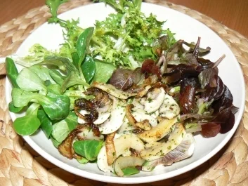 Winterlicher Salat mit gebratenen Champignons - Rezept