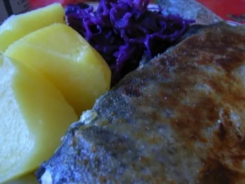 Forelle "Müllerin Art" an Salzkartoffeln und Rotkraut - Rezept
