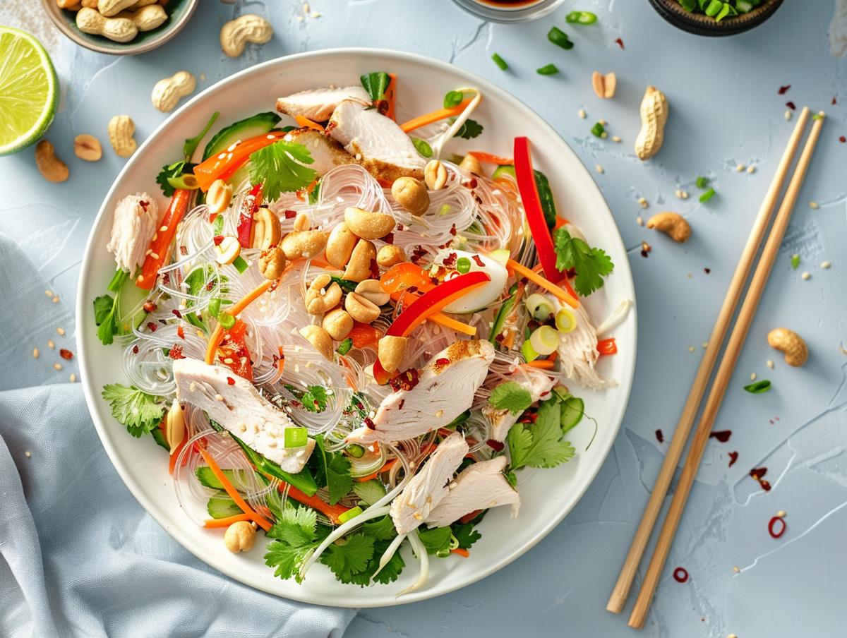 Salate : Asiatischer  Glasnudel - Salat mit Pouletbrust und Austernpilzen - Rezept - Bild Nr. 2