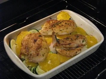 Orangenhuhn an Bandnudeln - Rezept