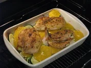 Orangenhuhn an Bandnudeln - Rezept