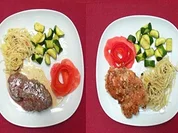 Pfeffersteaks und Hähnchenfilets mit Zucchini und Trenette Genuese - Rezept