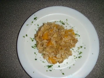 Pfirsich Hack auf Reis - Rezept