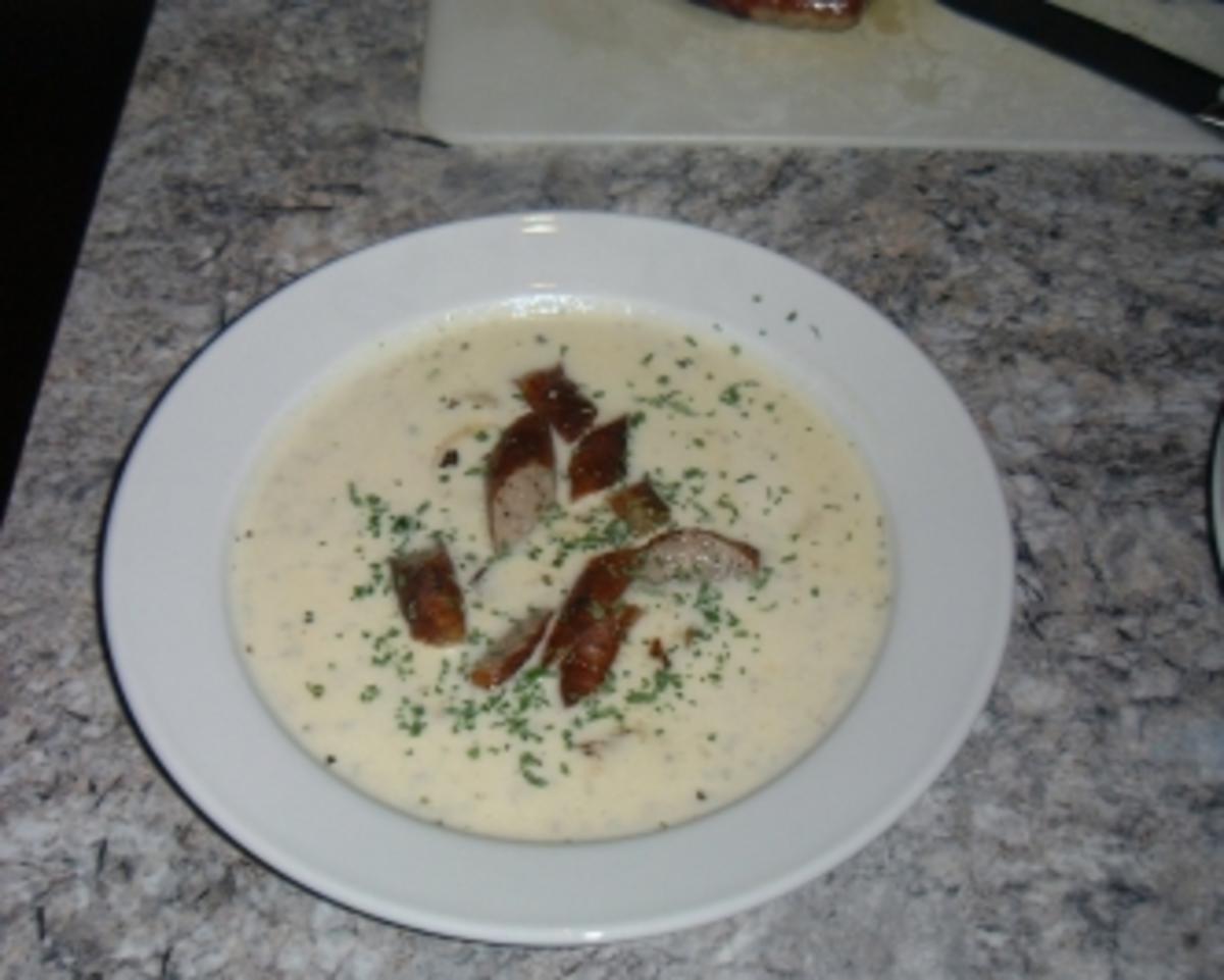 Kartoffelsuppe mit Nürnberger Würstchen - Rezept