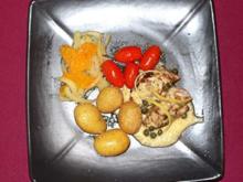 Saltimbocca mit Orangen-Fenchelragout und Rosmarinkartoffeln - Rezept
