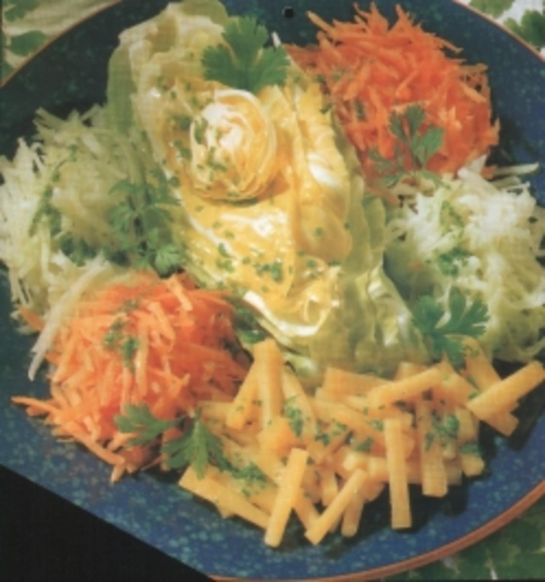 Bunter Salat mit Käse - Rezept