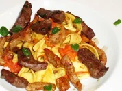 Pasta mit Kalbsleber und Kalbsfleisch - Rezept