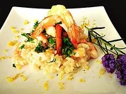 Risotto a la Milanese mit flammbierten Garnelen - Rezept