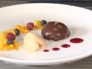 Schokolade mit Creme brulee, Passionsfrucht Chutney und Karamell-Eis (Jochen Bendel) - Rezept