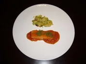 Lachsfilet mit Ingwer glaciert an Kartoffelstreifen - Rezept