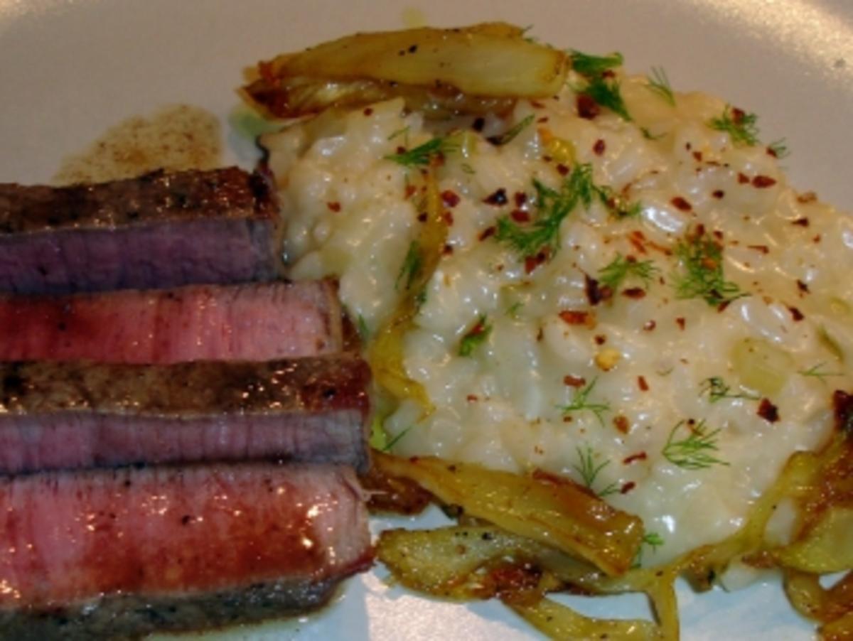 Risotto mit Fenchel und American Beef Semerrollen-Steaks - Rezept - Bild Nr. 3