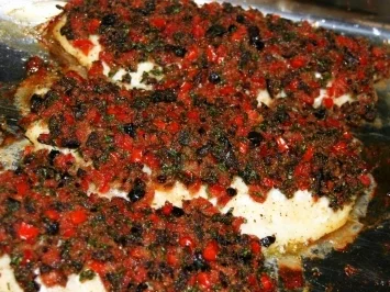 Mediterranes auf Rotbarsch - Rezept