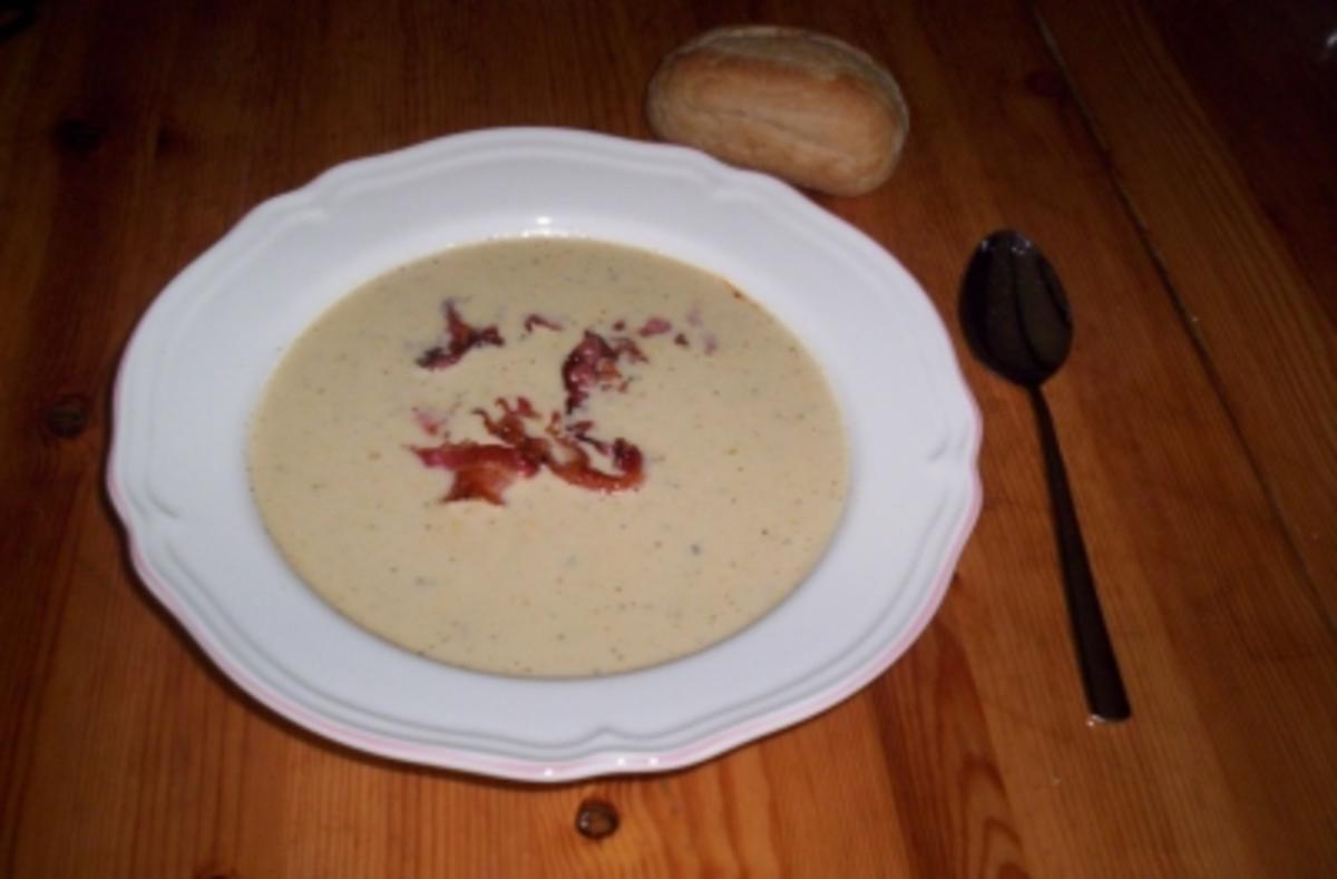 Bilder für Mais-Cremesuppe mit knusprigen Speckstreifen - Rezept