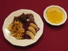 Bergischer Sauerbraten mit selbst gemachten Spätzle, Rotkohl und Apfelkompott - Rezept