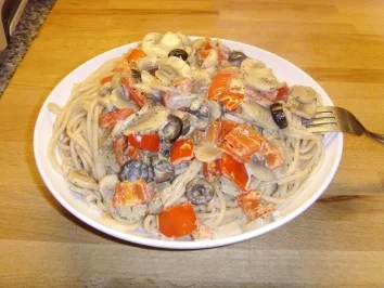 Für Trennkostfreunde ....Nudeln mit Paprika – Pilz- Soße… - Rezept