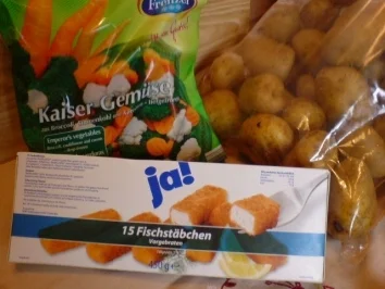 Rezept: Fischstäbchen mit Bauerngemüse Fischstäbchen mit Bauerngemüse - Rezept