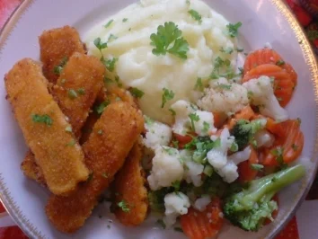 Rezept: Fischstäbchen mit Bauerngemüse Fischstäbchen mit Bauerngemüse - Rezept