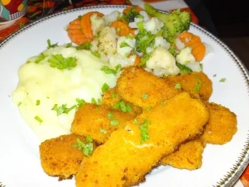 Rezept: Fischstäbchen mit Bauerngemüse Fischstäbchen mit Bauerngemüse - Rezept