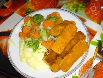 Rezept: Fischstäbchen mit Bauerngemüse Fischstäbchen mit Bauerngemüse - Rezept