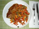 Steak mit Paprika-Champignons-Gemüse - Rezept