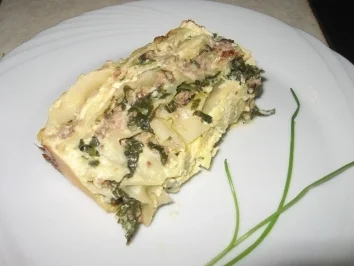 Rezept: Spinat-Hack Lasagne mit Blauschimmel Spinat-Hack Lasagne mit Blauschimmel - Rezept