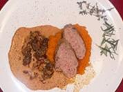 Kalbsfilet vom Kräuterbett mit Espressomorcheln und Süßkartoffelstampf - Rezept