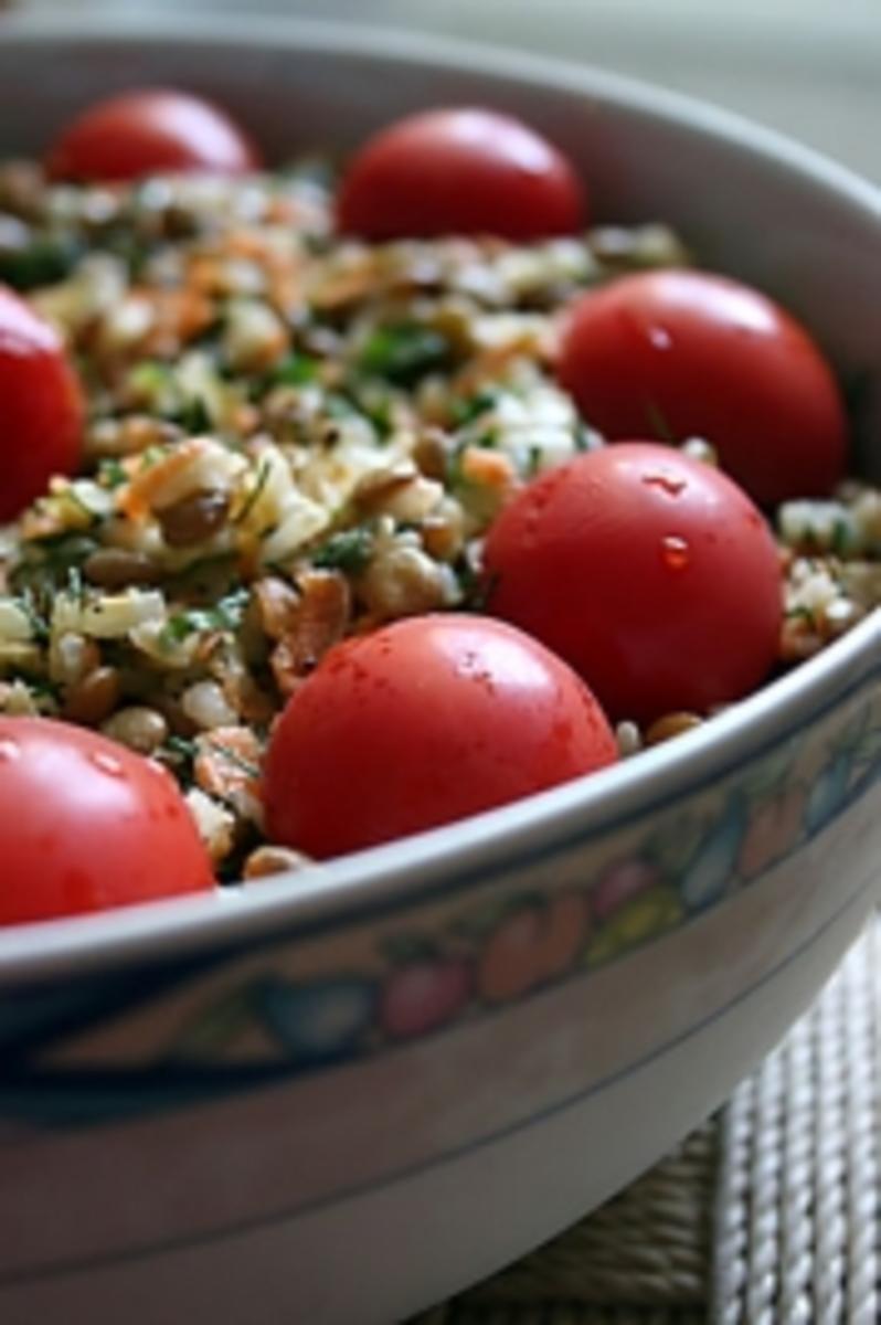 türkischer Reissalat mit grünen Linsen - Rezept