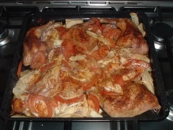 Hähnchenschenkel ***Himmel und Hölle*** - Rezept