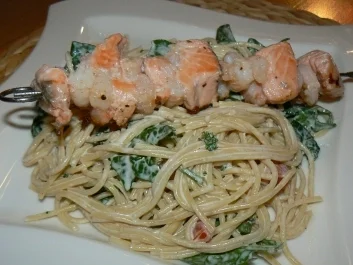 Gipfeltreffen von Lachsfilet und Garnelen - Rezept