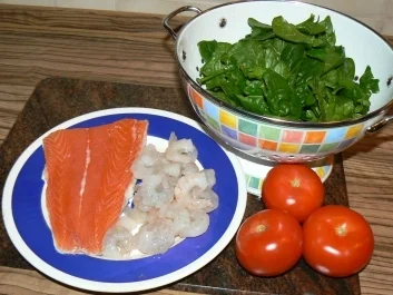 Gipfeltreffen von Lachsfilet und Garnelen - Rezept