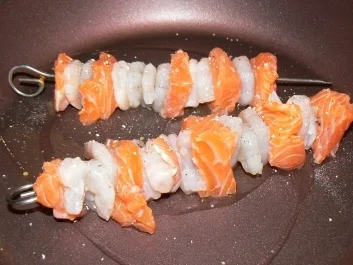 Gipfeltreffen von Lachsfilet und Garnelen - Rezept