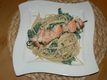 Gipfeltreffen von Lachsfilet und Garnelen - Rezept