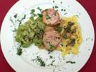 Schweinefilet im Speckmantel an Spitzmorchelrahm mit frischen Nudeln - Rezept