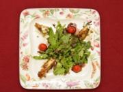 Gebratene Gambas mit Kräutern, Blattsalat und gebackenen Cherrytomaten (Tom Astor) - Rezept