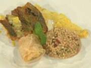 Adlerfisch mit Graupenrisotto und knuspriger Gemüserolle - Rezept