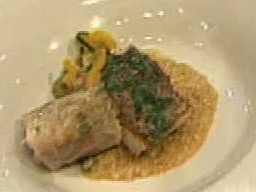 Adlerfisch mit Graupenrisotto und knuspriger Gemüserolle a la Marquard - Rezept