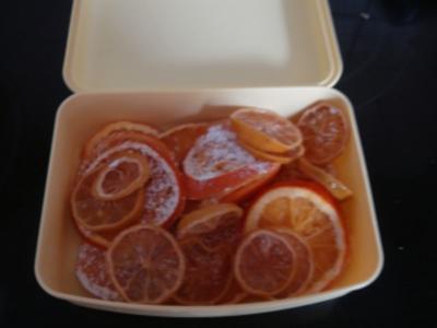 Verschiedenes: Orangen- bzw. Zitronenscheiben kandiert - Rezept