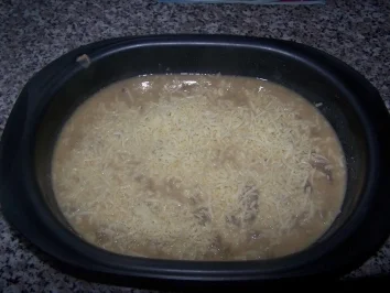 Würzfleisch vom Kalb mit Käse überbacken - Rezept