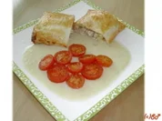 Schneckenposts Hühnerroulade im Blätterteig mit Lauchsauce - Rezept