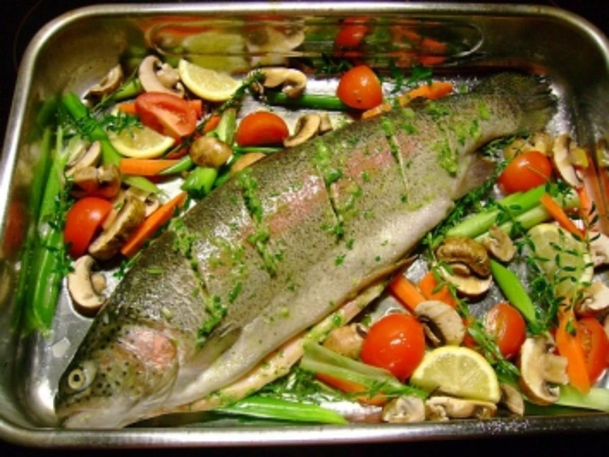 Fisch: Lachsforelle im Gemüsebett - Rezept - Bild Nr. 2