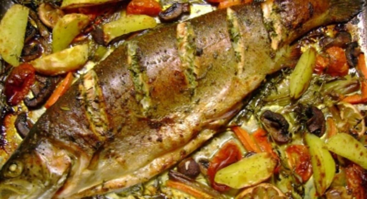 Fisch: Lachsforelle im Gemüsebett - Rezept - kochbar.de