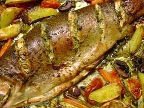 Fisch: Lachsforelle im Gemüsebett - Rezept